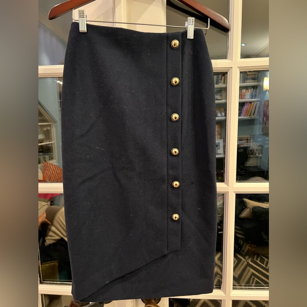 Halogen Atlantic Pacific Navy Skirt with Gold Buttons